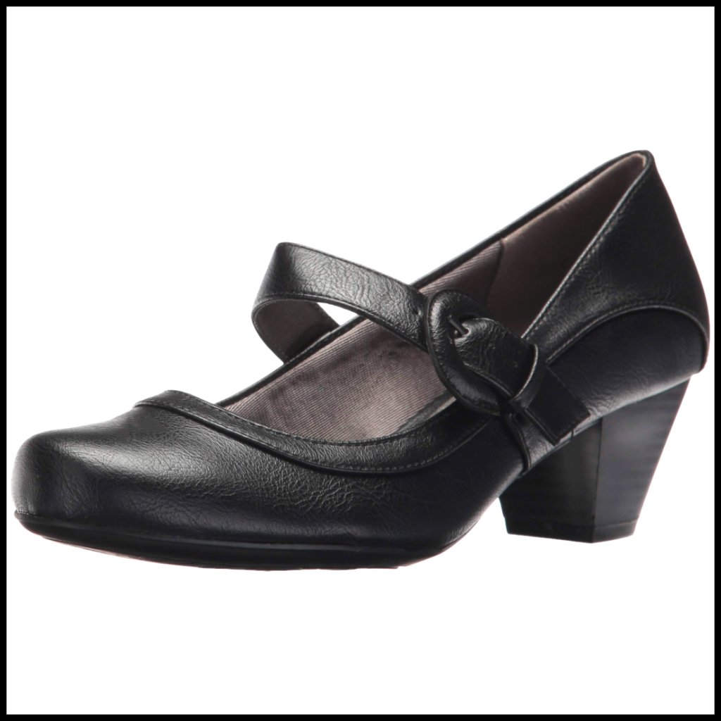 Mary Jane Pumps Block Heel Elegant Professional Work Shoes Adjustable Strap